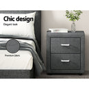 Artiss 2X Bedside Table 2 Drawers Side Table Fabric - CADEN Grey-5