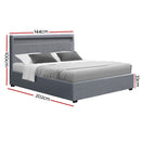 Artiss Bed Frame Double Size LED Gas Lift Grey COLE-3