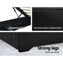 Artiss Cole LED Bed Frame PU Leather Gas Lift Storage - Black Queen-6
