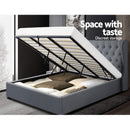 Artiss Issa Bed Frame Fabric Gas Lift Storage - Grey King-7