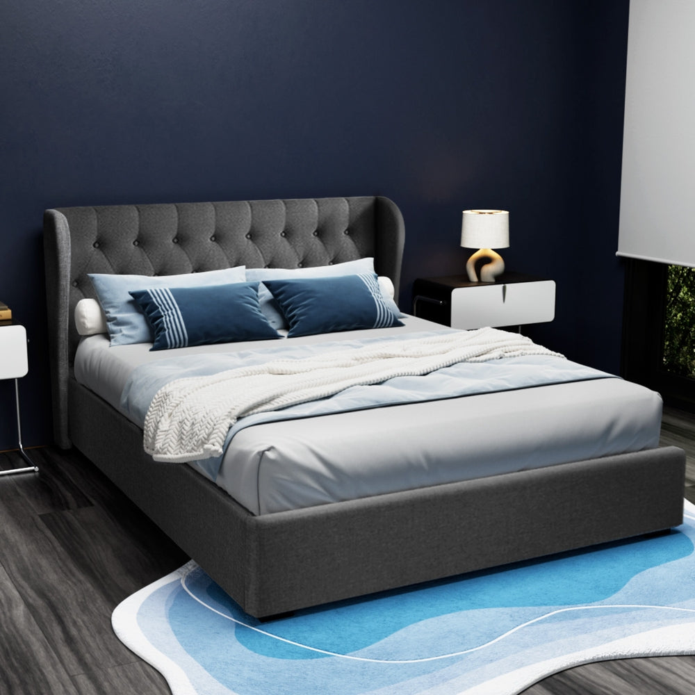 Artiss Bed Frame Queen Size Gas Lift Charcoal ISSA - 0