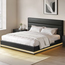 Artiss Lumi LED Bed Frame PU Leather Gas Lift Storage - Black King-1