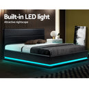Artiss Lumi LED Bed Frame PU Leather Gas Lift Storage - Black King-4