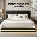 Artiss Lumi LED Bed Frame PU Leather Gas Lift Storage - Black Queen-6