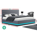 Artiss Lumi LED Bed Frame Fabric Gas Lift Storage - Grey Queen-2