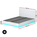 Artiss Lumi LED Bed Frame PU Leather Gas Lift Storage - White Queen-2