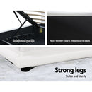 Artiss Lumi LED Bed Frame PU Leather Gas Lift Storage - White Queen-6