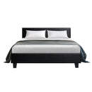 Artiss Bed Frame Double Size Base Mattress Platform Leather Wooden Black NEO-3