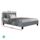 Artiss Neo Bed Frame Fabric - Grey King Single-2