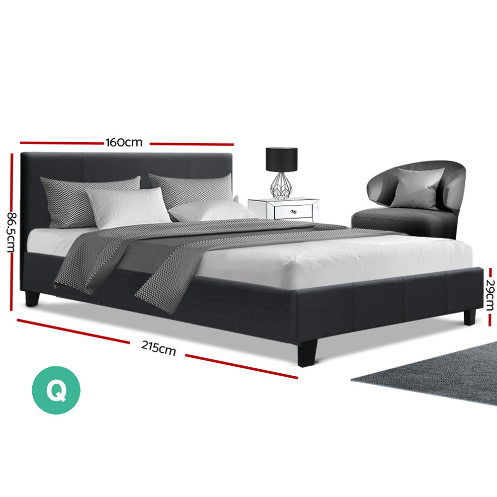 Artiss Neo Bed Frame Fabric - Charcoal Queen - 0