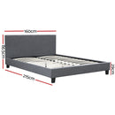 Artiss Neo Bed Frame Fabric - Grey Queen-2