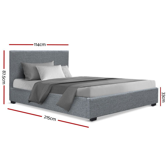 Artiss Nino Bed Frame Fabric - Grey King Single