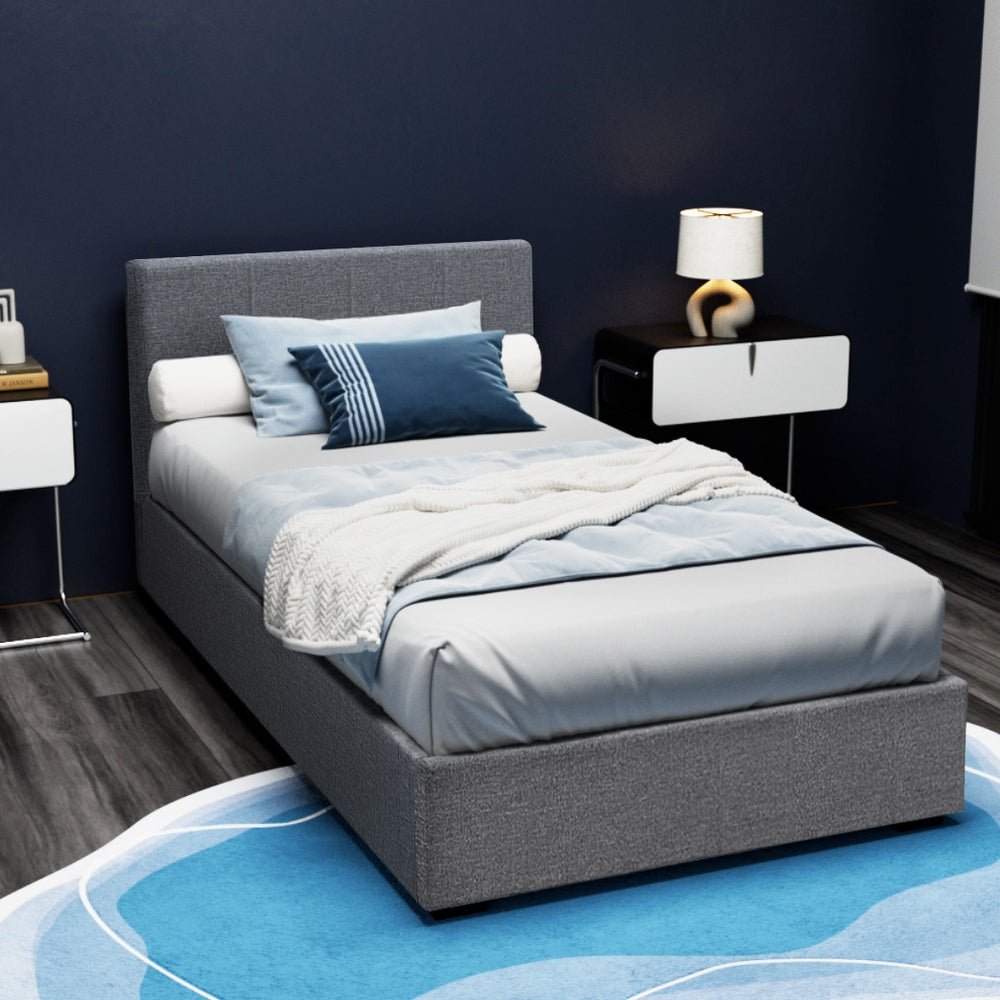 Artiss Nino Bed Frame Fabric - Grey King Single - 0