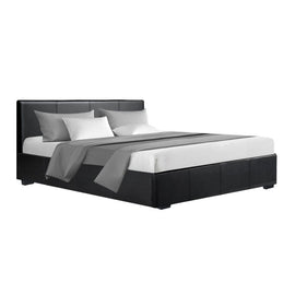 Artiss Nino Bed Frame PU Leather - Black Queen - 0