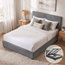 Artiss Bed Frame Queen Size Gas Lift Base -NINO Grey-1