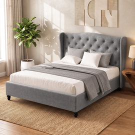 Artiss Pier Bed Frame Fabric - Grey Double