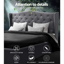 Artiss Pier Bed Frame Fabric - Grey Double-4