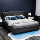 Artiss Pier Bed Frame Fabric - Charcoal King-2