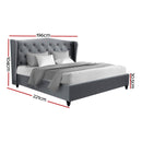 Artiss Pier Bed Frame Fabric - Grey King-3