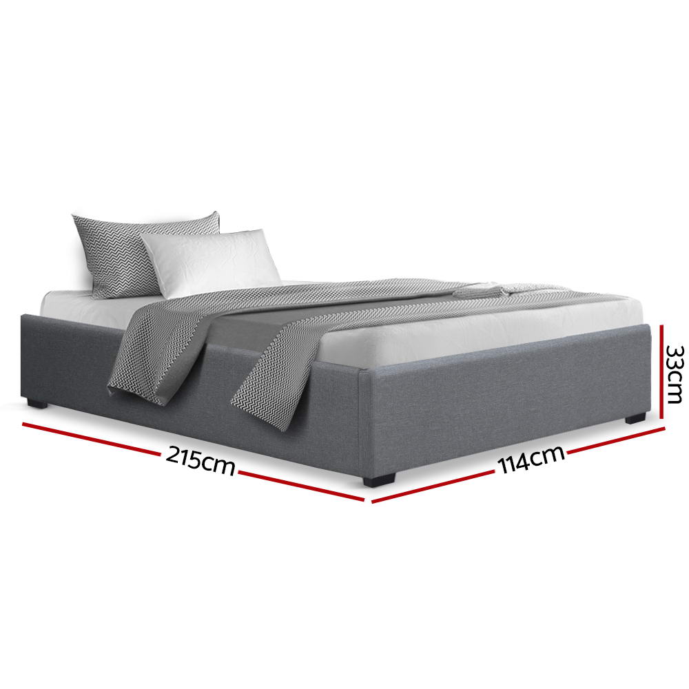 Artiss King Single Size Gas Lift Bed Frame Base With Storage Platform Fabric - 0