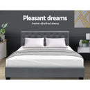 Artiss Vila Bed Frame Fabric Gas Lift Storage - Grey Queen-10