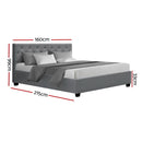 Artiss Vila Bed Frame Fabric Gas Lift Storage - Grey Queen-3