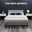 Artiss Vila Bed Frame Fabric Gas Lift Storage - Grey Queen-10