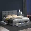 Artiss Bed Frame Queen Size with 4 Drawers Grey AVIO-7