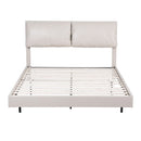 Artiss Double Bed Frame RGB LED Floating Beds Adjustable Headboard Beige White-4