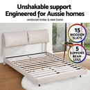 Artiss Double Bed Frame RGB LED Floating Beds Adjustable Headboard Beige White-7