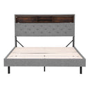Artiss Bed Frame Double Size LED Mattress Base Platform with Storage Shelf Hidden Storage Box Grey-3