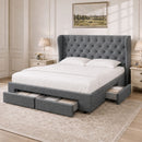 Artiss Mila Bed Frame Storage Drawers Fabric - Charcoal King-1