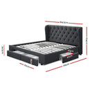 Artiss Bed Frame Queen Size with 4 Drawers Charcoal MILA-3