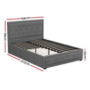 Artiss Tiyo Bed Frame Fabric Gas Lift Storage - Grey Double-3
