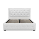 Artiss Tiyo Bed Frame PU Leather Gas Lift Storage - White Double-6