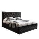 Artiss Tiyo Bed Frame PU Leather Gas Lift Storage - Black King-1