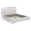 Artiss Bed Frame King Size Gas Lift White TIYO-4