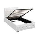 Artiss Tiyo Bed Frame PU Leather Gas Lift Storage - White King Single-1