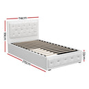 Artiss Tiyo Bed Frame PU Leather Gas Lift Storage - White King Single-4
