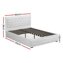 Artiss Bed Frame Queen Size Gas Lift White TIYO-3