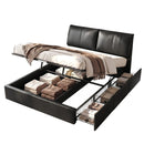 Artiss King Bed Frame Gas Lift Storage 3 Drawers Adjustable Headboard Platform Bed Black-1
