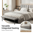 Artiss Double Size Upholstered Gas Lift Bed Frame with Foldable Bench PVC Leather Platform Bed with Storage-6