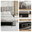 Artiss Double Size Upholstered Gas Lift Bed Frame with Foldable Bench PVC Leather Platform Bed with Storage-9