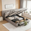 Artiss Double Size Upholstered Gas Lift Bed Frame with Foldable Bench PVC Leather Platform Bed with Storage-12