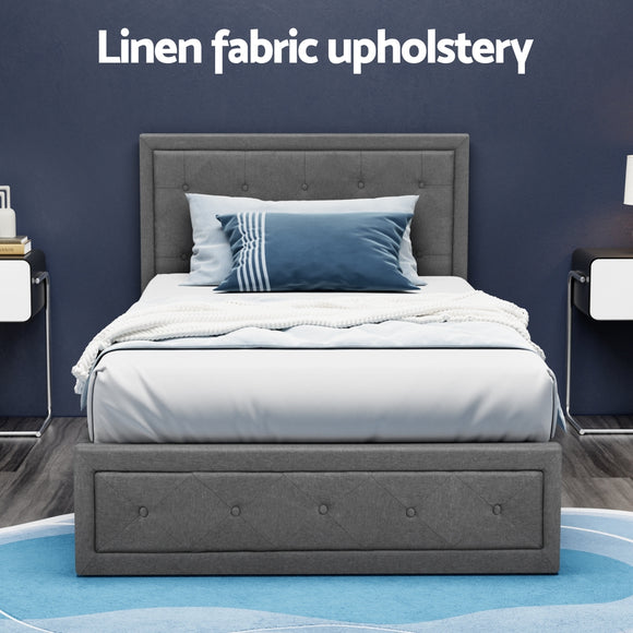 Artiss Bed Frame King Single Size Gas Lift Mattress Base with Storage Fabric