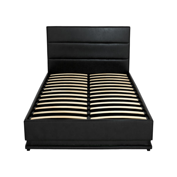 Artiss RGB LED Bed Frame King Single Size Gas Lift Base Storage Leather LUMI