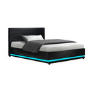 Artiss RGB LED Bed Frame King Single Size Gas Lift Base Storage Leather LUMI-1