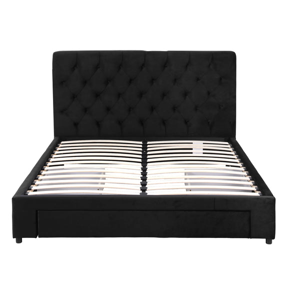Artiss Double Bed Frame Storage Charging Station Upholstered 3 Drawers USB Type-C