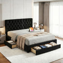 Artiss King Bed Frame Storage Charging Station Upholstered 3 Drawers USB Type-C-1