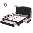 Artiss Queen Bed Frame Storage Charging Station Upholstered 3 Drawers USB Type-C-2